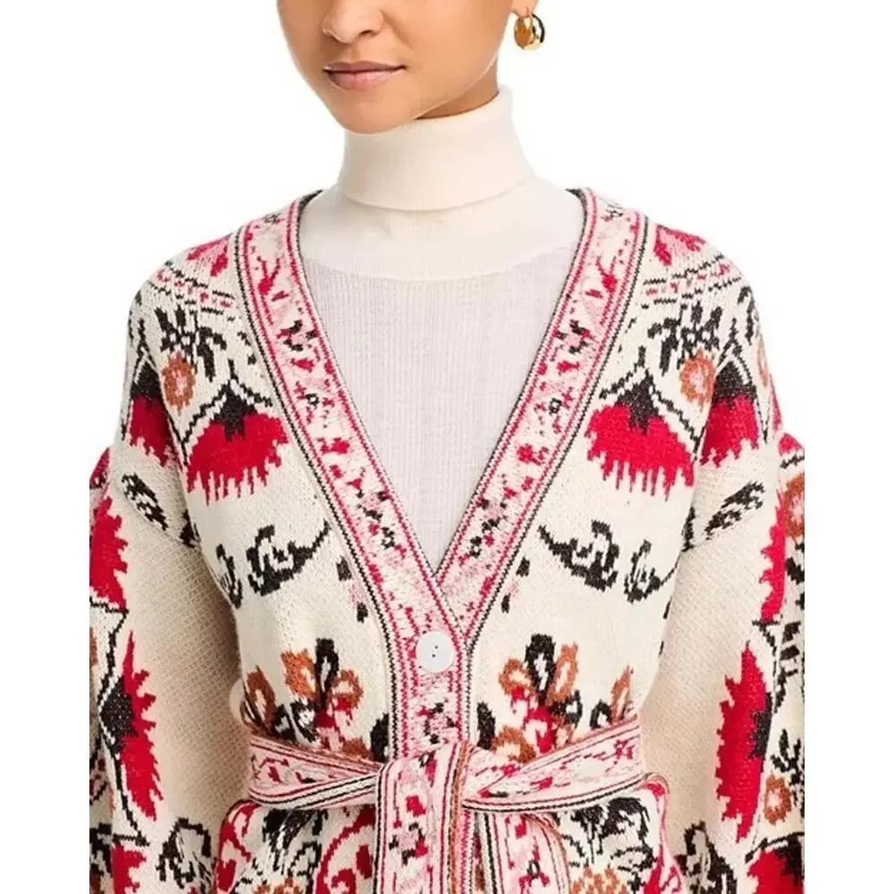 SOLD Farm Rio Cashew Mandala Ties Waist Cardigan Sweater Women's Multicolor - Picture 4 of 5
